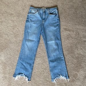 Zara Stretchy Cropped Flare Distressed Jeans
